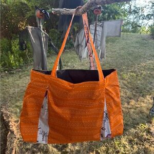 Halloween Orange Spooky n’ Sweeter Tote Bag. Artist-made. Trick or Treat bag.